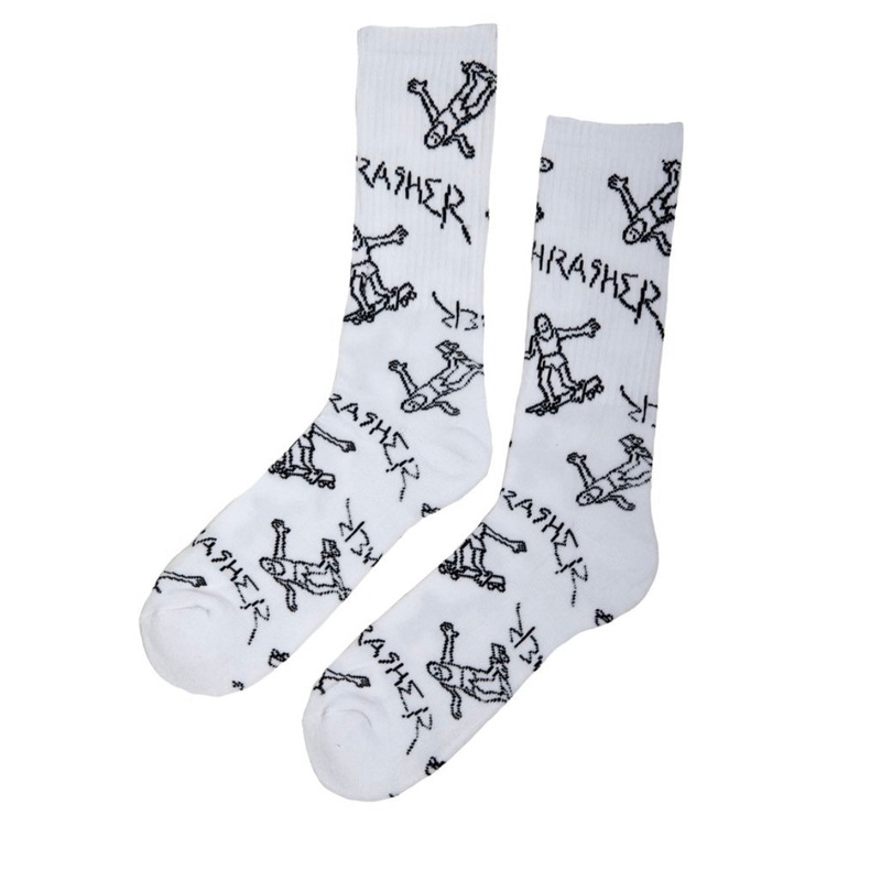 Thrasher Gonz Logo Crew Socks (White) OS