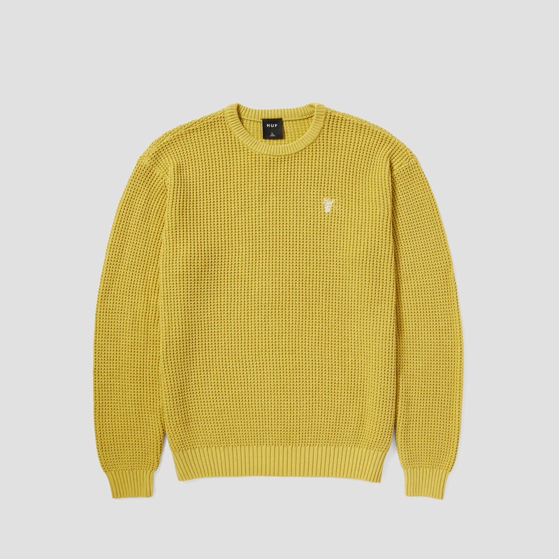 HUF Filmore Waffle Knit Sweater Cactus Small