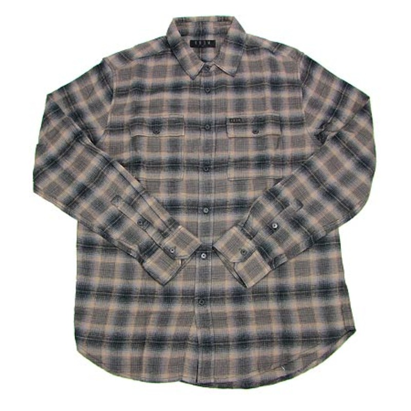 KR3W (Krew) Ambush Long Sleeve Button-Up Flannel Shirt Black/ Grey Small