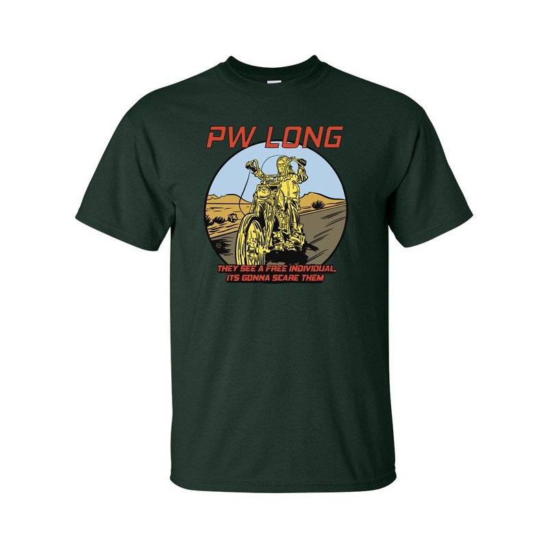 P.W. Long “Easy Rider” T-Shirt Design by Brian Walsby Small Dark Green