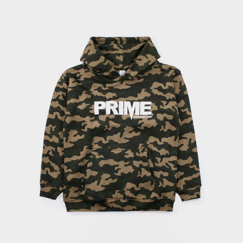 Prime Delux OG Logo Kids Hooded Sweat – Camo/ White Kids S