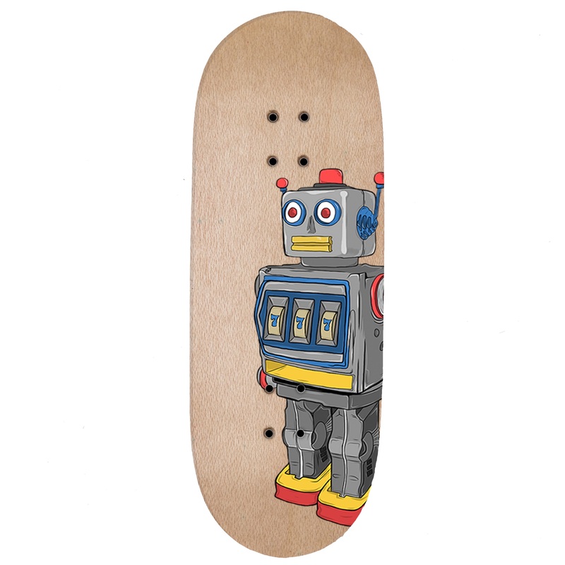 RedWolf Robo Fingerboard Deck 34.5mm Popsicle – Reg Shape – Natural Maple Bottom Ply