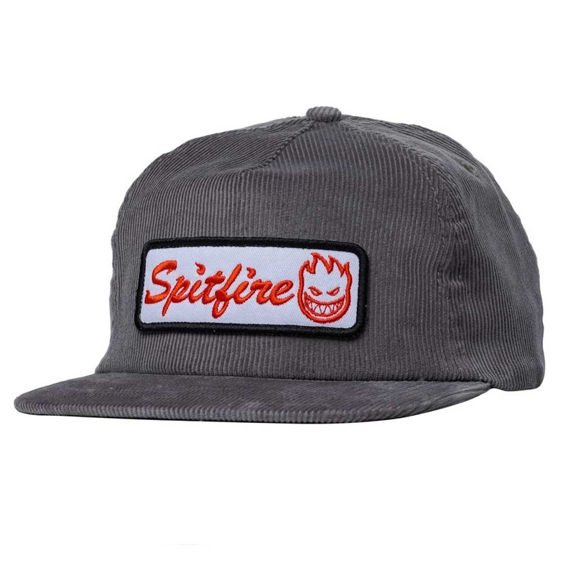 Spitfire Courier Patch Corduroy Snapback Hat Charcoal