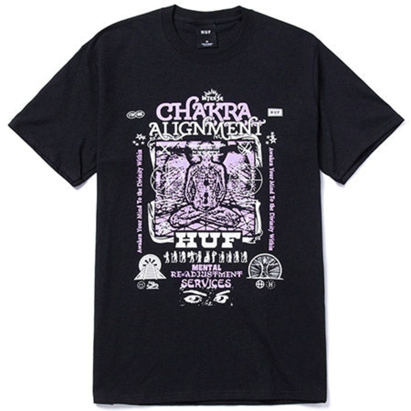 HUF Chakra Alignment T Shirt Black Small