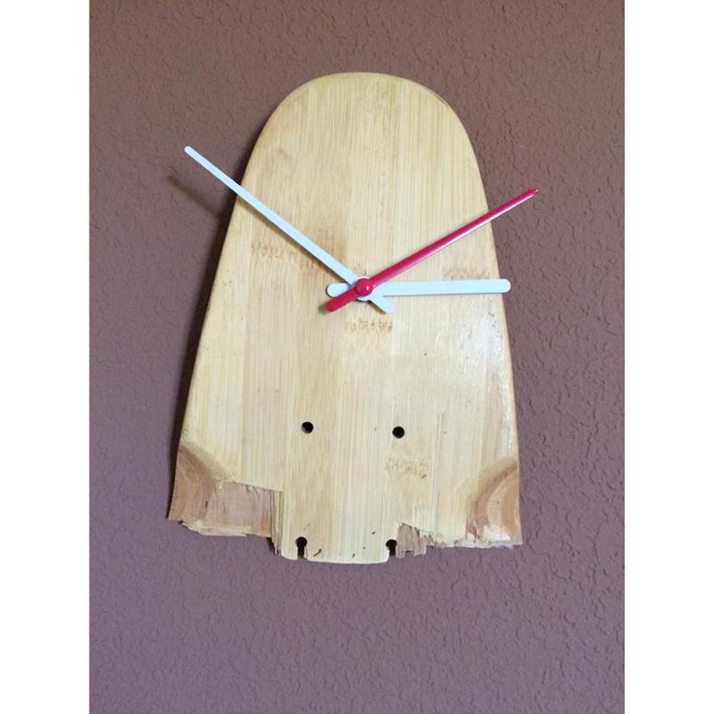 Longboard Art Skateboard Wall Clock Natural – Small