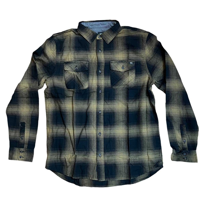 Monterey III Black Gothic Olive Vans Lightweight Flannel Longsleeve MD