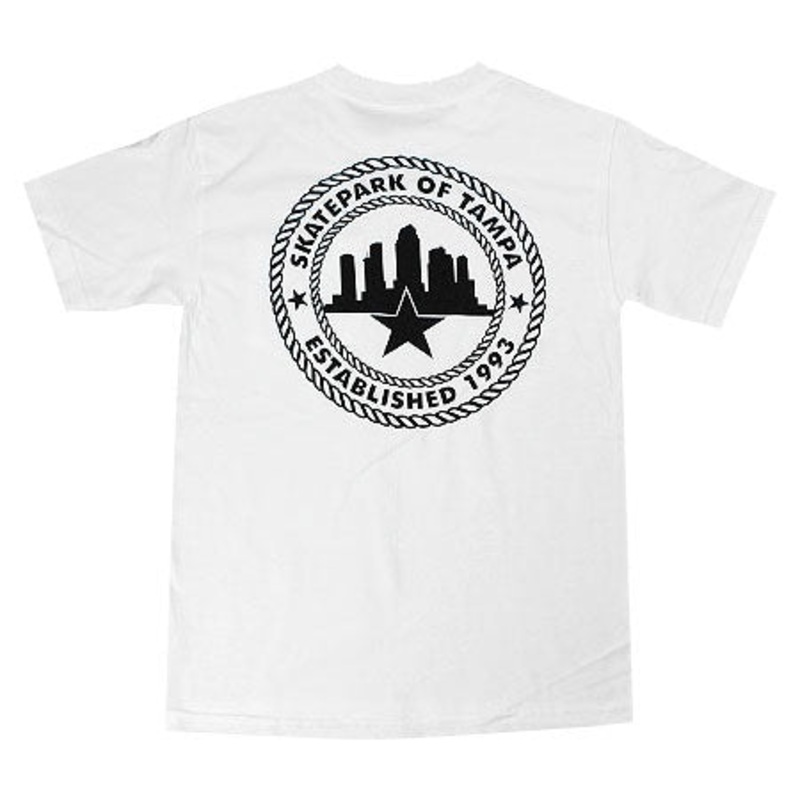 Skatepark of Tampa Rope Logo Pocket T Shirt White Small
