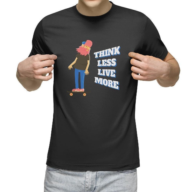 Think Less Live More Skateboard T-Shirt S Black