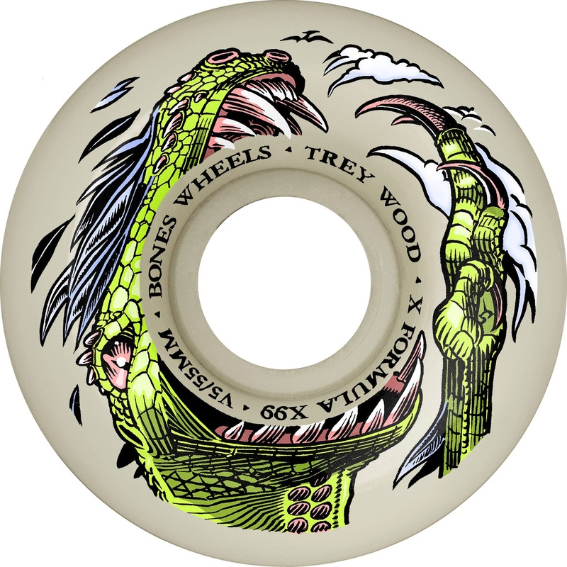 BONES WHEELS X-Formula Skateboard Wheels Wood Dino Sortas V5 Sidecut 99a 55mm