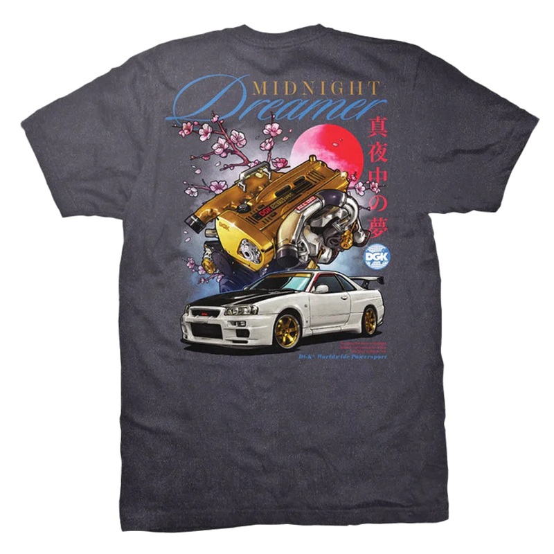 DGK Midnight Dreamers T Shirt Washed Vintage Black Small
