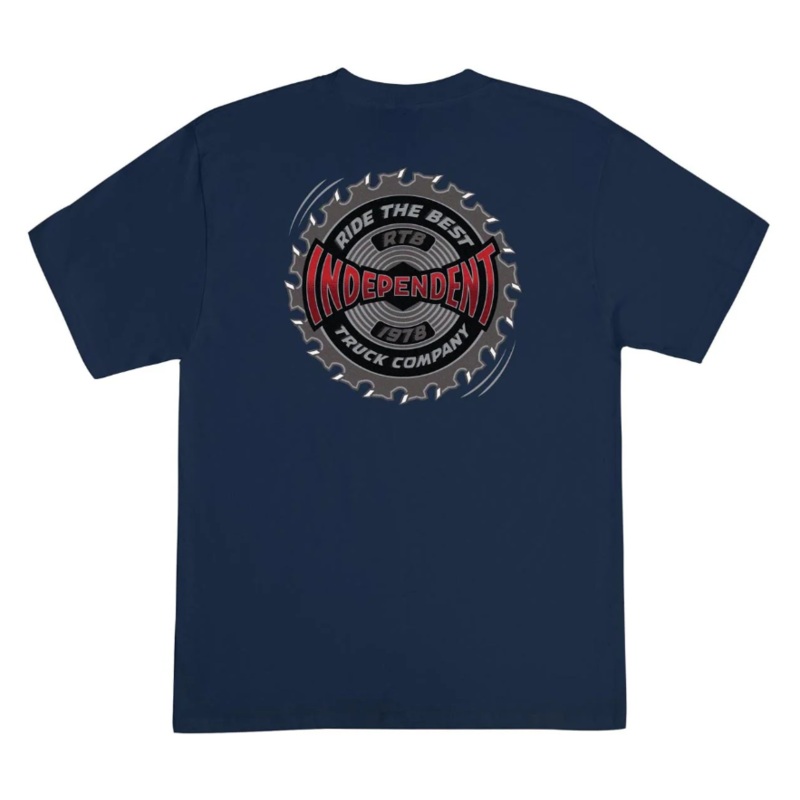Independent “Buzzsaw” Navy T-Shirt Medium