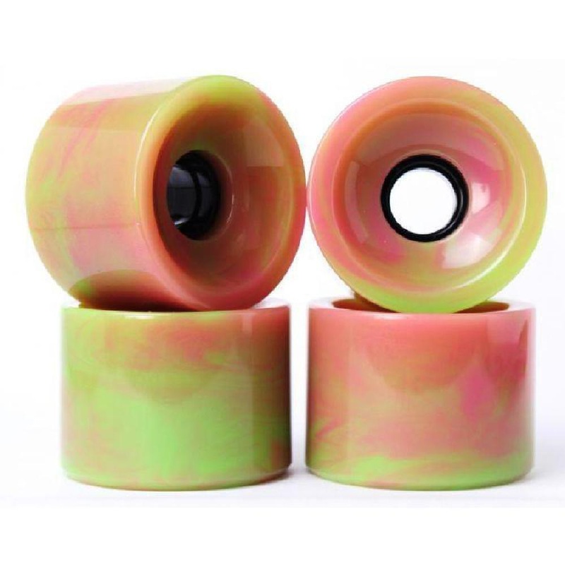 Solid Blended Pink Green 70mm Gel Soft Longboard Wheels