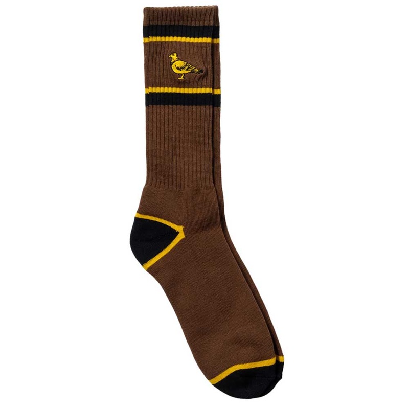 Basic Pigeon EMB Brown Yellow Anti Hero Socks
