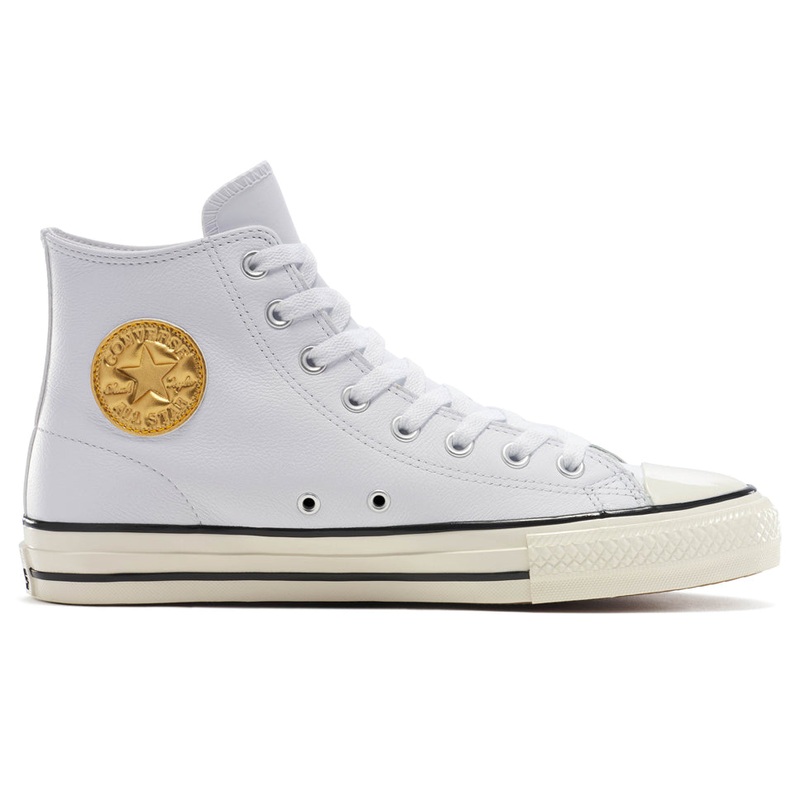Converse CTAS Pro Hi Leather Shoes White/ Gold 7