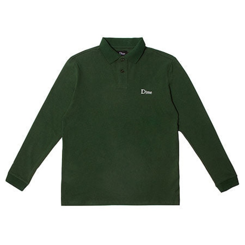 Dime Long Sleeve Polo Shirt Green Small