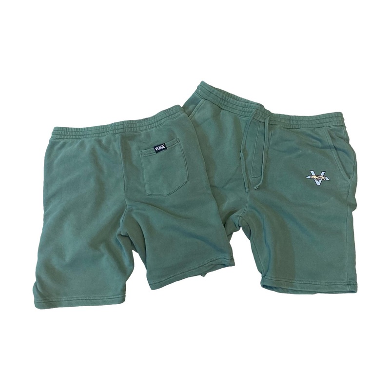 Venue Fleece Shorts Hands Logo – Pigment Dyed Alpine Green M