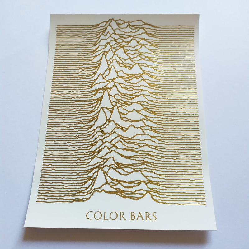 Color Bars X Joy Division “Unknown Pleasures” White/Gold Skateboard Sticker
