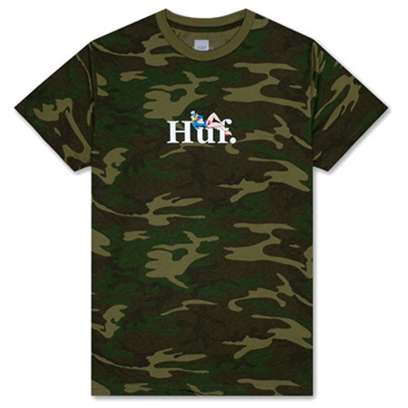 HUF Miss America T Shirt Woodland Camo Large