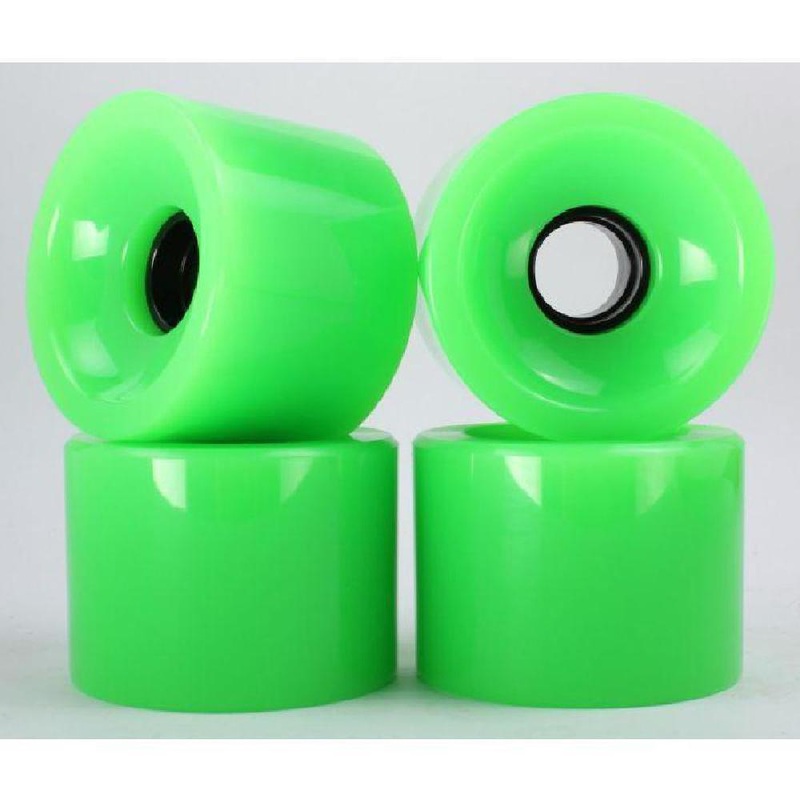 Solid Neon Green 70mm Gel Soft Longboard Wheels