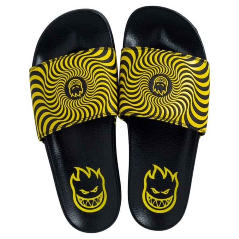 SPITFIRE BIGHEAD SWIRL SLIDES BLACK / YELLOW 7