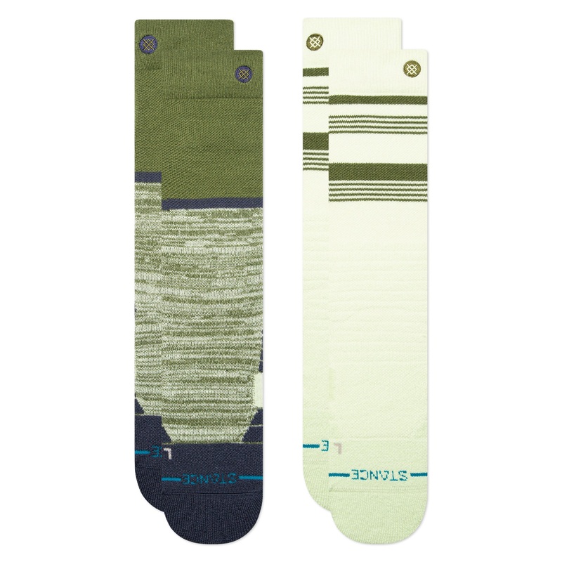 Stance Backside Mid Poly Snowboard Socks 2 Pack Green MD