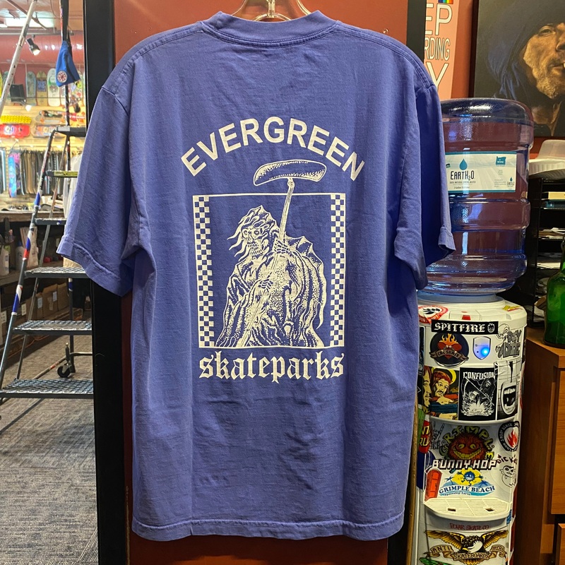 Evergreen Skateparks “Light Purple Reaper” T-Shirt Small Small