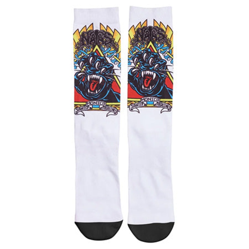 Santa Cruz Natas Screaming Panther Dress Crew Socks White 9-11