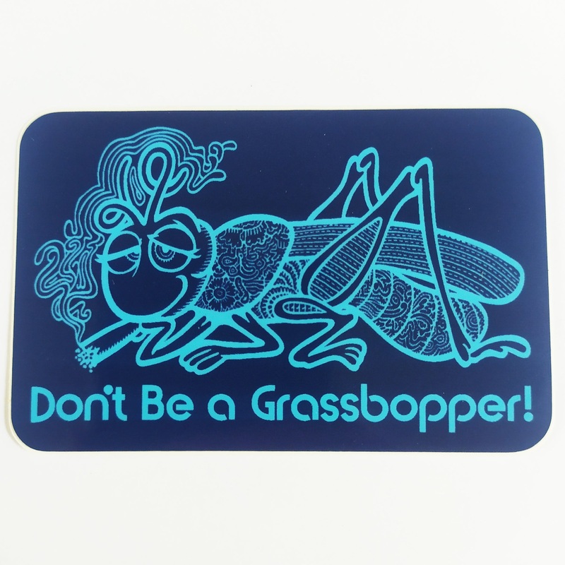 StrangeLove Skate Sticker – “Don’t Be a Grasshopper!” Blue