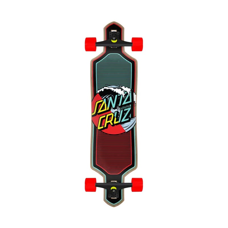 Wave Dot Splice 9.0in x 36in Drop Thru Cruiser Skateboard Santa Cruz
