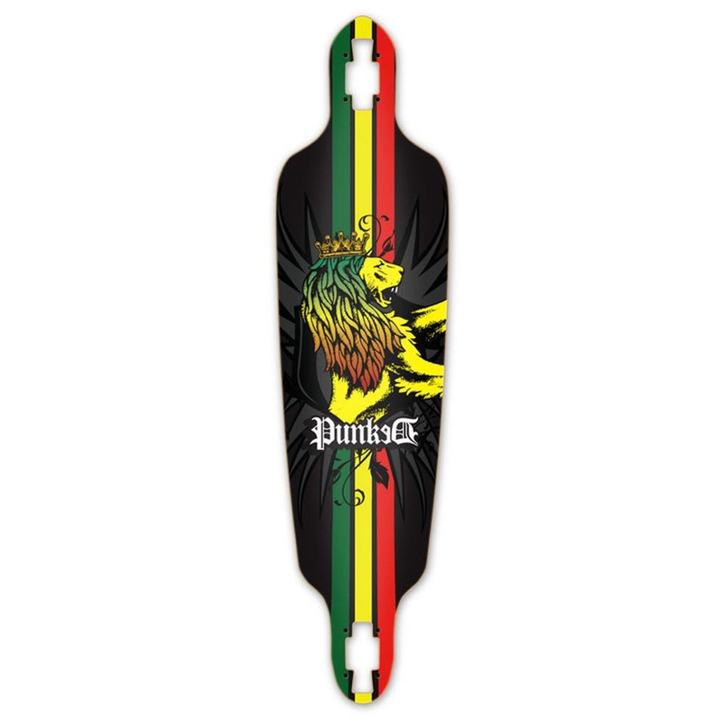 Punked Drop Through Rasta Longboard Deck Deck