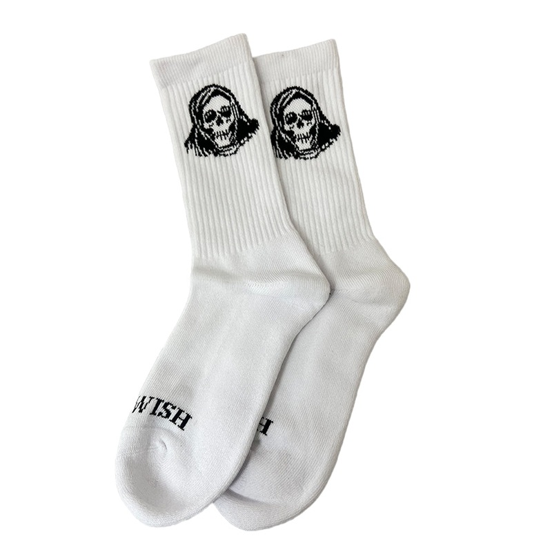 Deathwish Reap and Sew Crew Socks White One Size Fits All