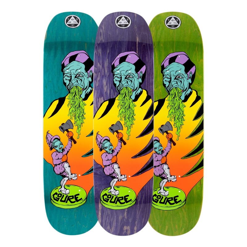 FIRE SALE Welcome Skateboards: Aaron Goure “Divorced Jim” on Moontrimmer 2.0- Assorted Stain 8.5″ Deck