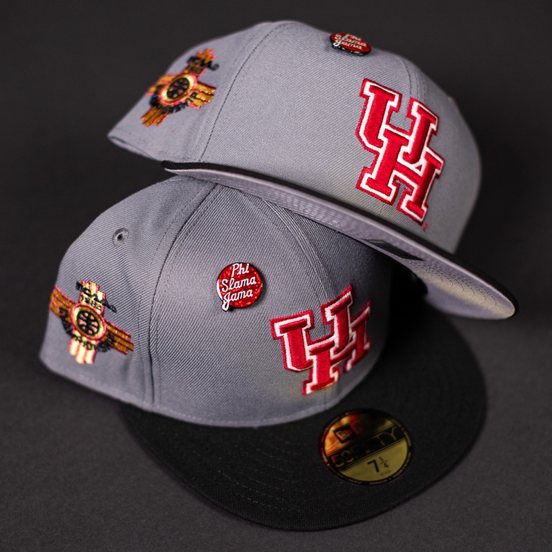 Gray Black 1983 Phi Slama Jama University Houston New Era Hat 5950 Fitted 6 7/8