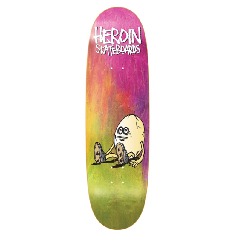 Heroin Team Rainbow Egg Shaped Skateboard Deck 9.125″ Deck only 9.125