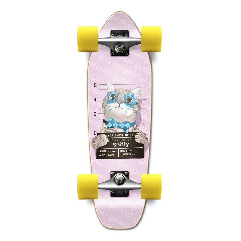Punked Rockstar Kitty Cat – Pink Spiffy 27″ Mini Cruiser Longboard