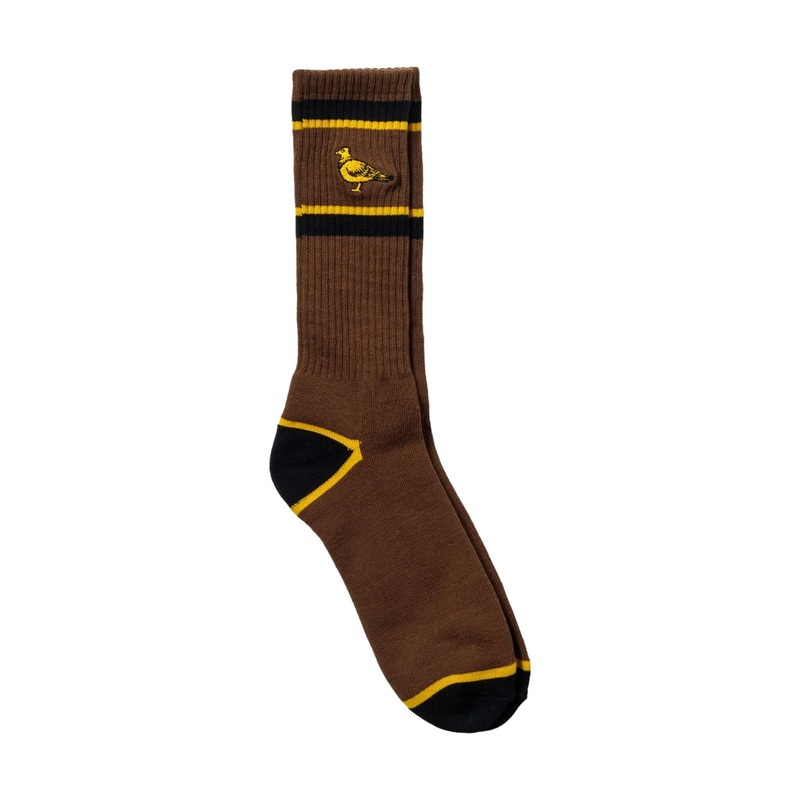 Anti Hero Basic Pigeon Embroidered Socks Brown/Yellow