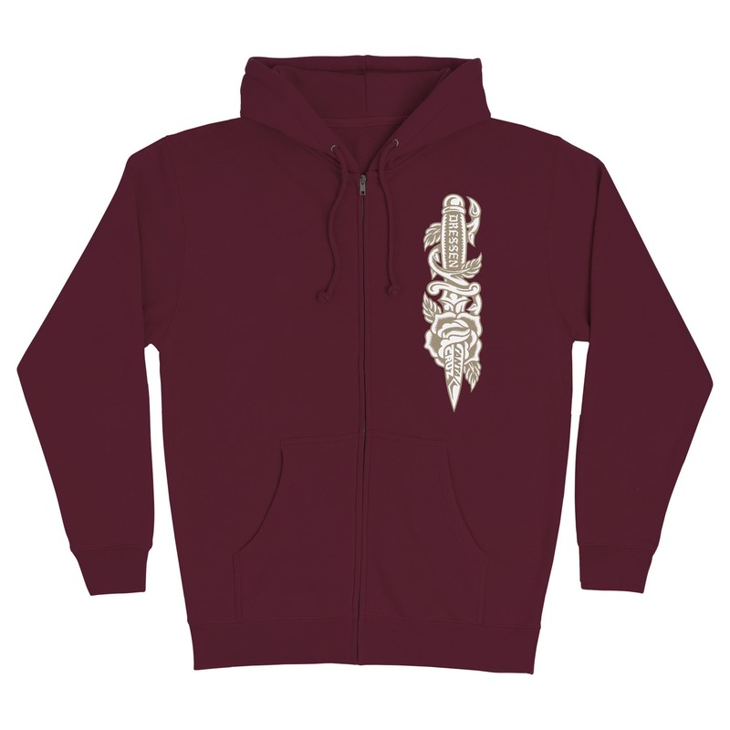 Dressen Rose Dagger Opus Mens Santa Cruz Zip Hoodie Maroon S