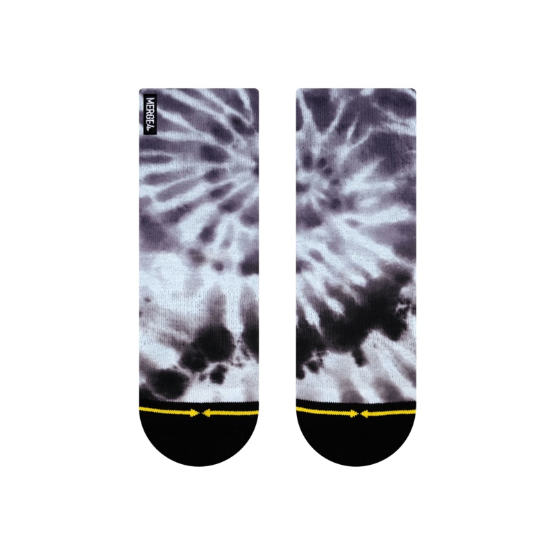 MERGE4 GREY TIE DYE QUARTER CREW SOCKS