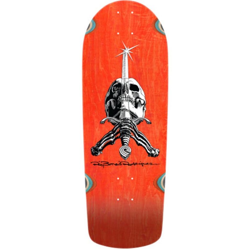 Powell Peralta Ray Rodriguez OG Snub Skull & Sword Orange Stain Reissue Skateboard Deck 10.0″ 10.0″