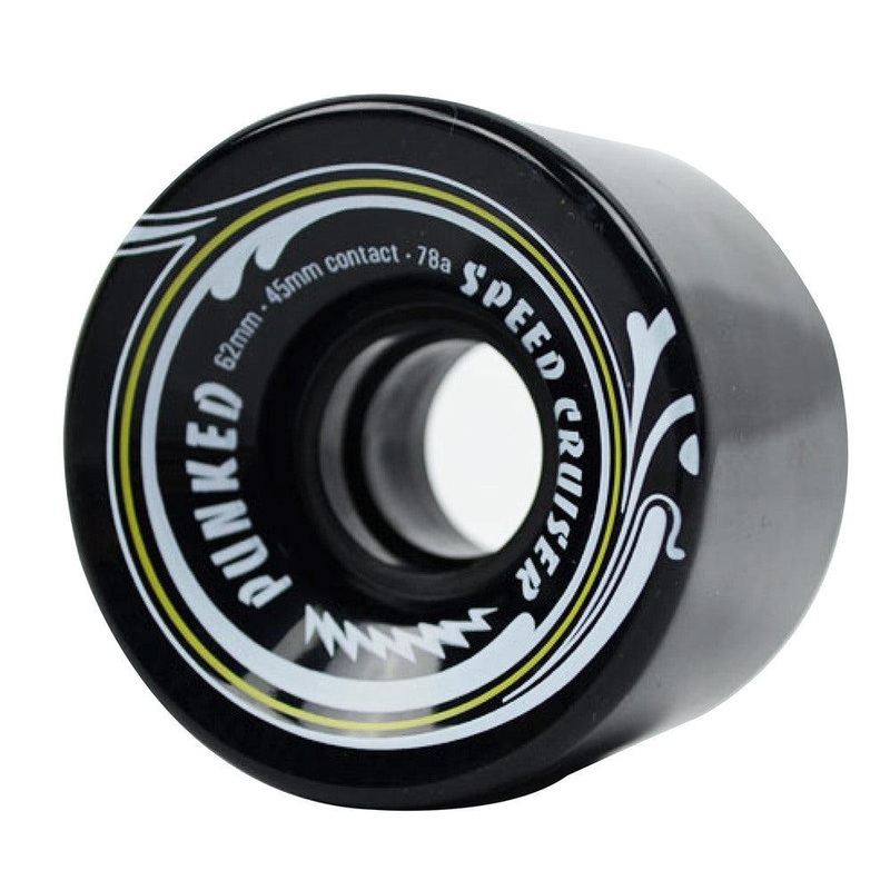 Punked Speed Cruiser in Solid Black 62mm/78A Longboard Wheels