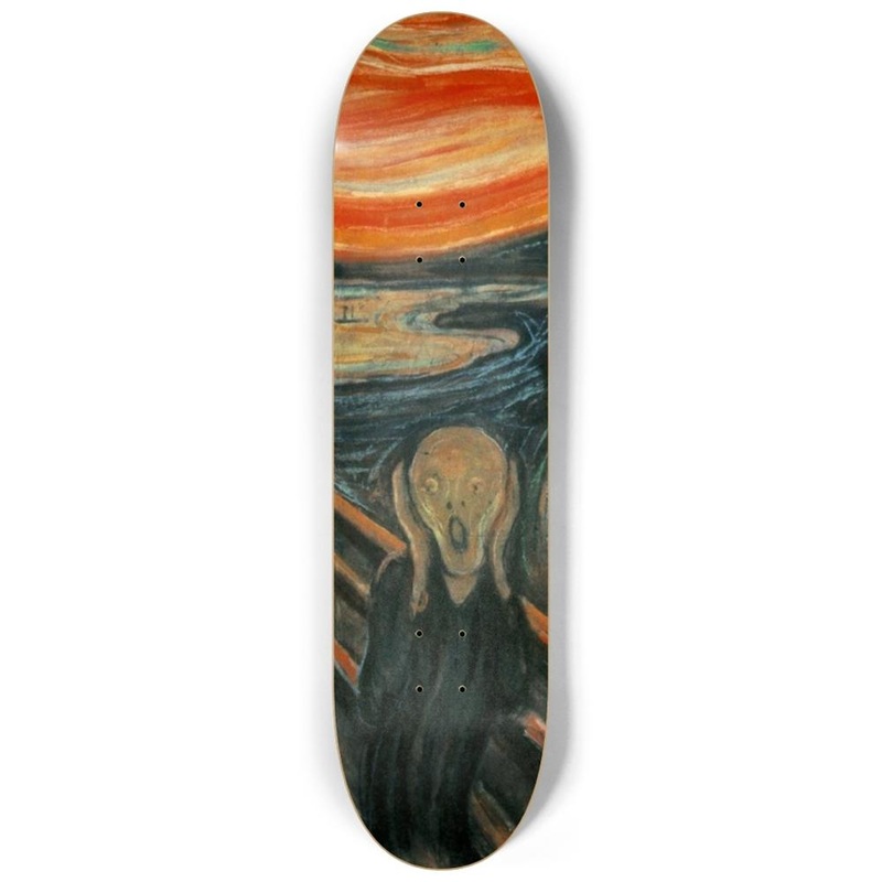 The Scream by Munch Custom 8.25″ Skateboard or Wall Art Deck Only No wall hangers