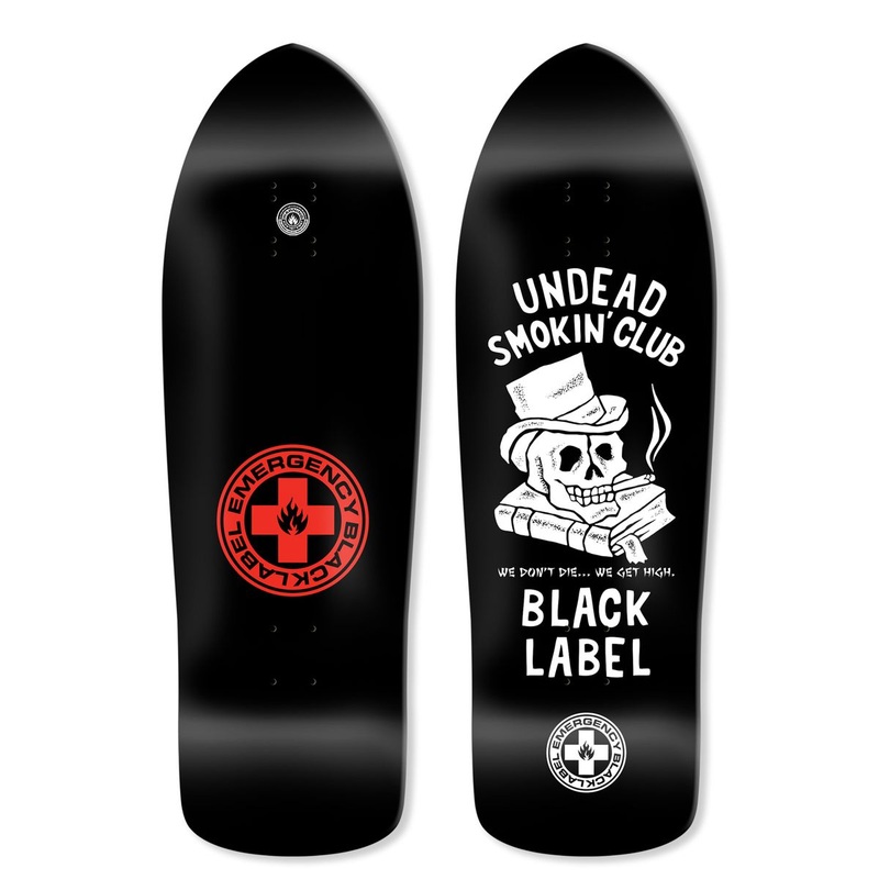 BLACK LABEL “UNDEAD SMOKING CLUB” 10.25″ BLACK DIP SKATEBOARD DECK