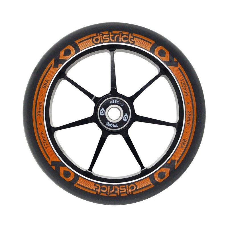 District Scooters Dual Width Core 120mm Wheel – Black / Orange