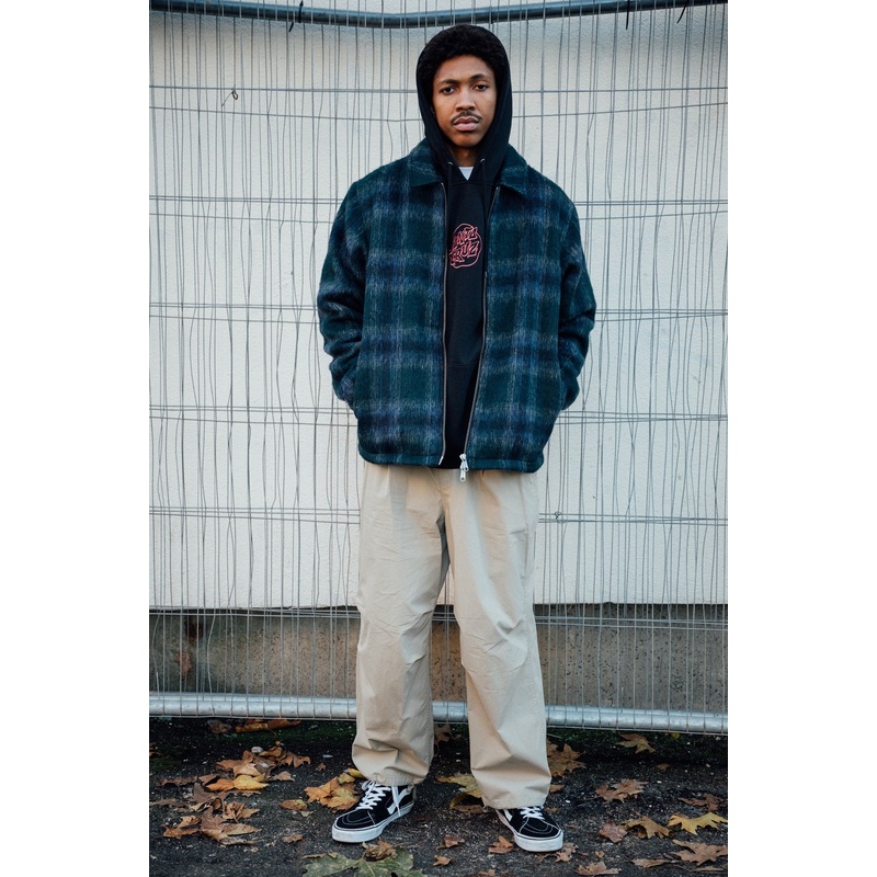 Hideout Zip Brushed Plaid Santa Cruz Mens Jacket Navy/Blue/Grey Check S