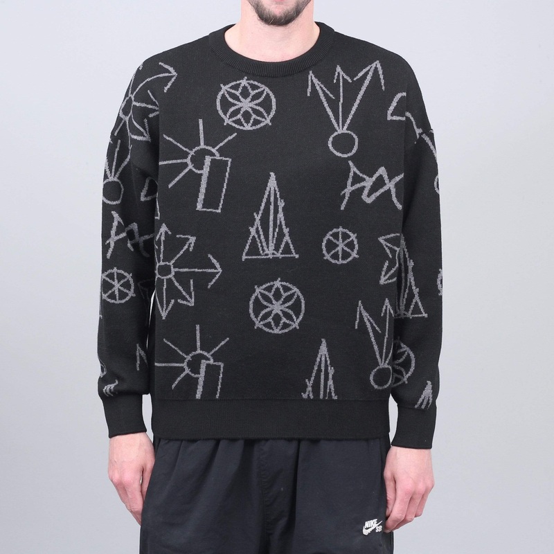 Paccbet Graphic Jacquard Knit Sweater Black Small