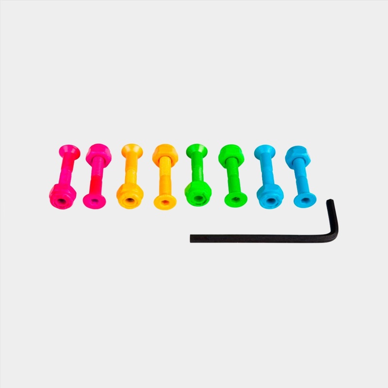 Sushi 1″ Allen Key Truck Bolts (pk 8) pink/green/orange/blue