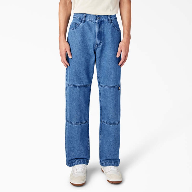 Dickies Loose Fit Double Knee Jeans Stonewashed Indigo Blue 28 30