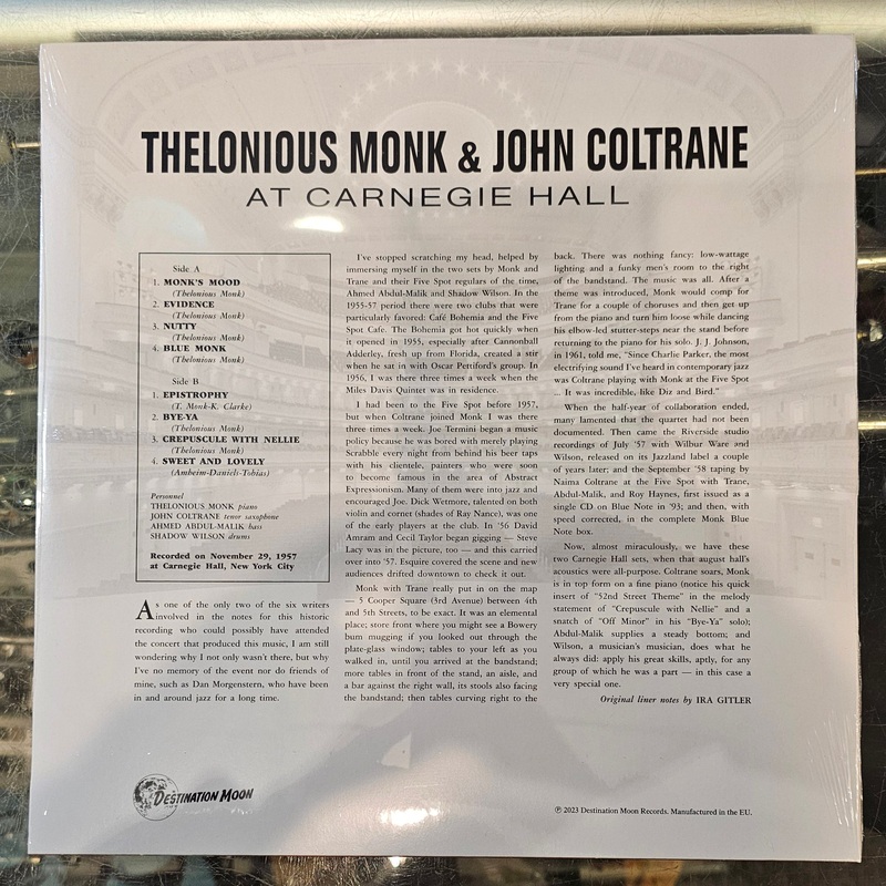 MONK, THELONIOUS & JOHN COLTRANE – AT CARNEGIE HALL (CLEAR VINYL) LP Record *Unofficial Release*