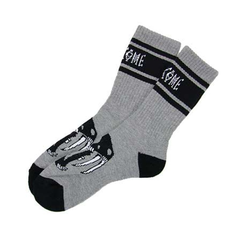 Welcome Skateboards Saberskull Crew Socks Heather Grey One size fits all