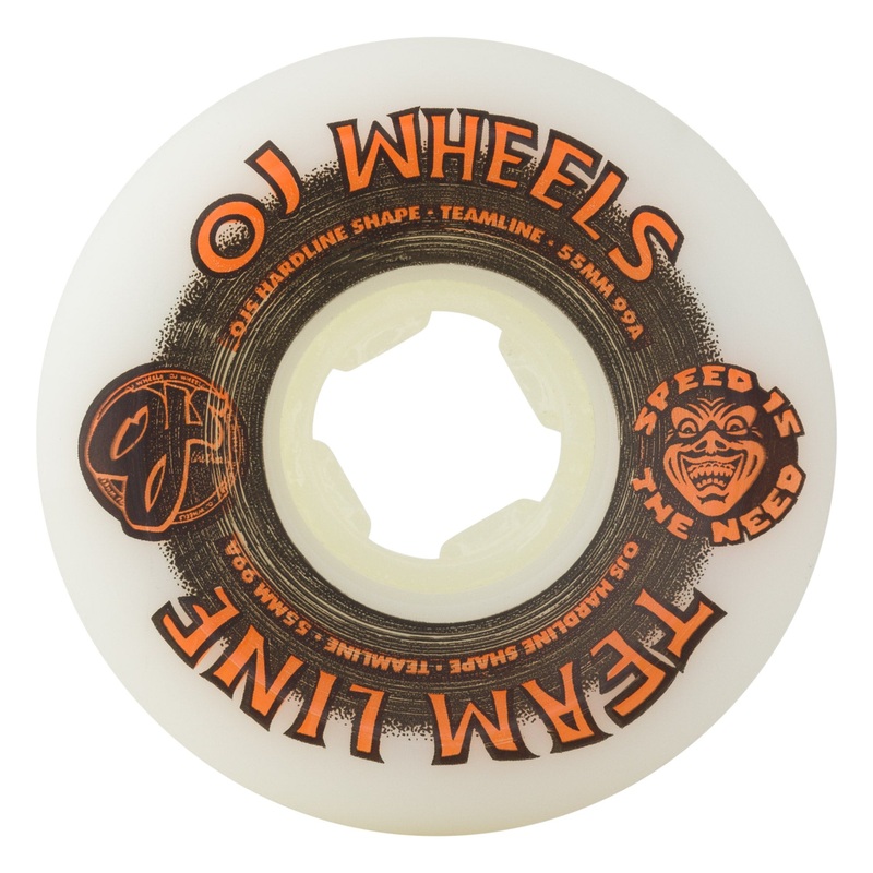55mm Team Line Original White Black/Orange Hardline 99a OJ Skateboard Wheels White 55mm